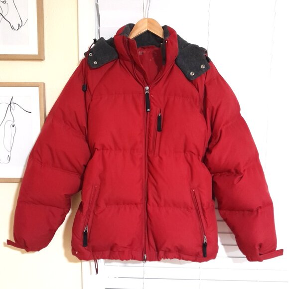 Y2k HEAVY Duck Down Waterfowl DARK RED Men's Hooded Old Navy Winter Coat XL - Picture 1 of 6